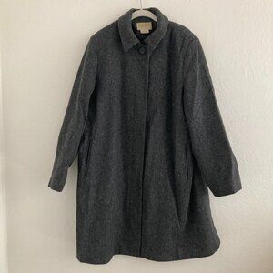 Vintage Worthington Wool Long Gray Coat Button Front Classic Minimalist Women 1X